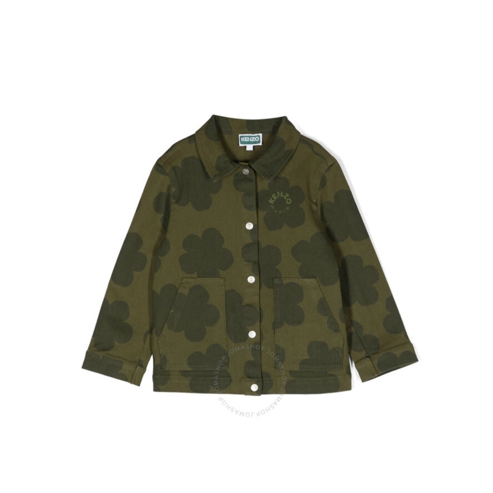 Kenzo kids Floral-Print Denim Jacket, Size 10A/138